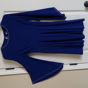 New Royal blue dress trimmed with gold studs.